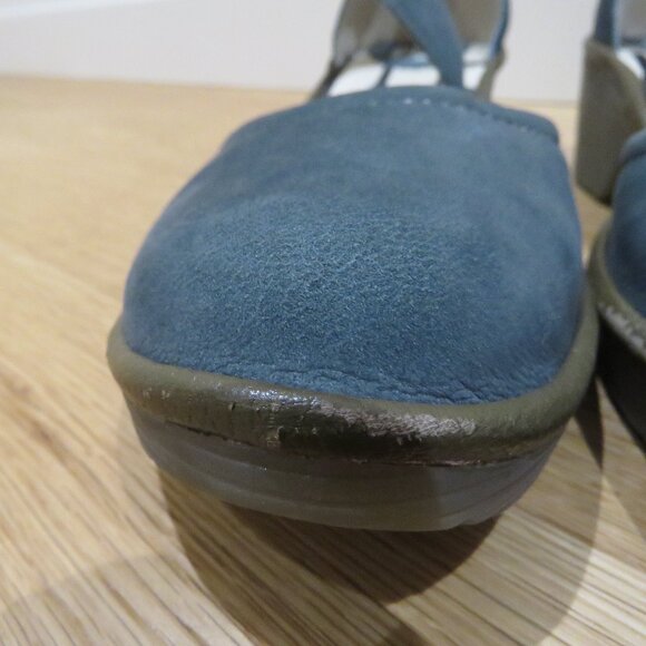 FLY LONDON Piat Wedge Suede Sandals in Forest Green Grunge Edgy Boho 7.5 - 8 - Picture 8 of 13